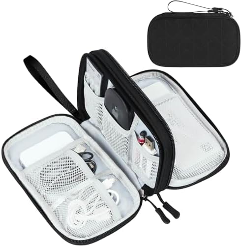 FYY Electronic Organizer, Travel Tech Pouch Bag, Medium, Black Quilted by FYY