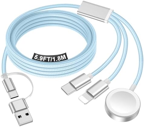 Travel Essentials for Apple Watch Charger,iPhone Charger,3 in 2 Type C/Lightning/Magnetic Travel Charging Cable,Portable Multi Charging Cable for Apple Watch, iPhone 17‑11,Samsung S26,Car,iPad-6FT by Accessoriesforphoneandelectricproducts