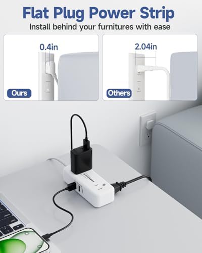 Flat Plug 15 Extension Cord with 4 AC Outlets - Image 3
