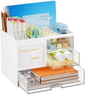 Marbrasse Desk Organizer with 3 Drawer, Multi-Functional Pencil Pen Holder for Desk, Desk Organizers and Accessories with 4 Compartments, Desktop Organizer Storage for Office Home Art Supplies (White) by Marbrasse