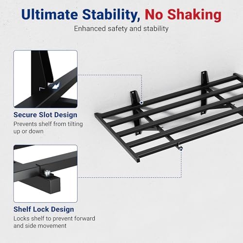 FLEXIMOUNTS 2-Pack 2x4ft Garage Wall Shelving, 8 Hooks, Heavy Duty, Black - Image 6