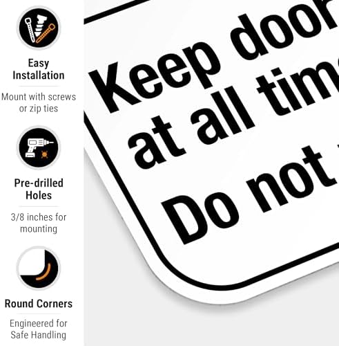 Keep Door Closed at All Times Do Not Prop Open Sign, ANSI Notice Sign, - Image 2