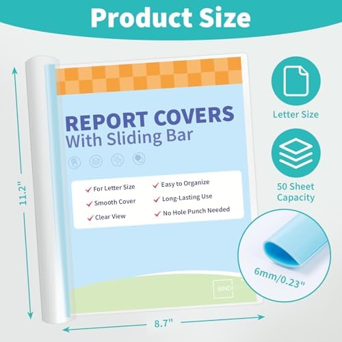 Clear Report Covers with Sliding Bars, 50 Sheet, Blue Gradient, 10 Pack - Image 2