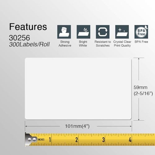 BETCKEY - Compatible DYMO 30256 (2-5/16" x 4") Replacement Shipping Labels - Compatible with Rollo, DYMO Labelwriter 450, 4XL & Zebra Desktop Printers[1 Rolls/300 Labels] - Image 3