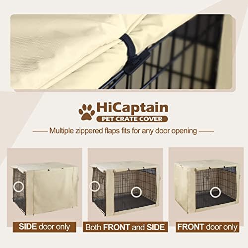 HiCaptain 54-Inch Dog Crate Cover with Mesh, Waterproof Kennel Cover, Beige - Image 5
