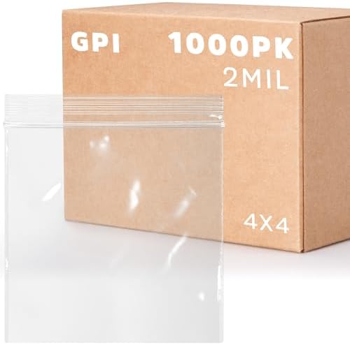 GPI 4" x 4" Zip Bags, 1000 Pack, 2 Mil, Reclosable Jewelry Bags, for Travel by GPI