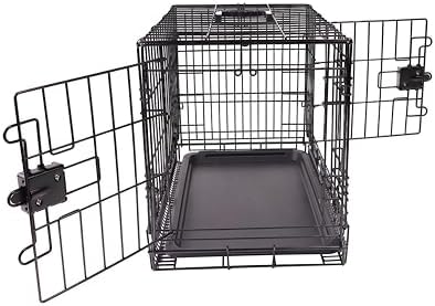 Amazon Basics Portable, Foldable Metal Wire Dog Crate with Removable Tray, Double Door, Divider Panel, Easy to Assemble, 22 x 13 x 16 in, Black - Image 3