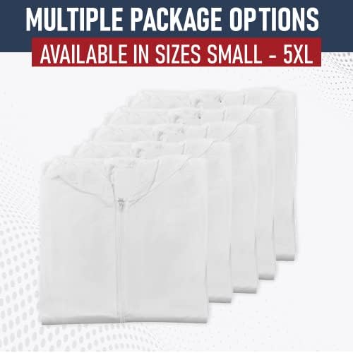 Medical Nation Hazmat Suits Disposable | 5 Pack, 2X-Large | Non-Hooded Protective Coveralls | Heavy Duty Full Body Painters Suit for Men & Women Without Hood - Breathable & Water Resistant - 2XL - Image 3