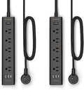 10FT Long Surge Protector Power Strip-with 5 Widely Outlets and 3 USB Ports(1 USB C Port),10 Foot Extension Cord(1250W/10A),Wall Mount for Home Office,700 J,Black(2 Pack) by iEcopower