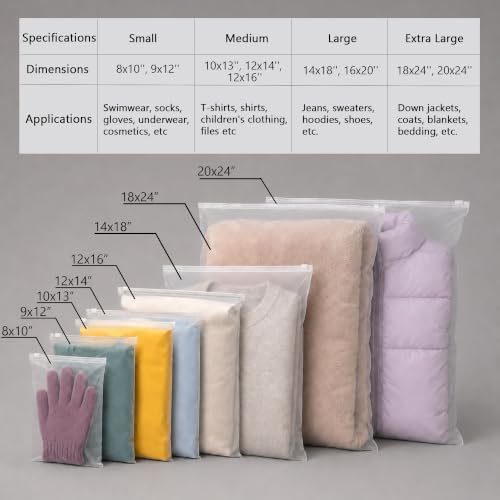 10x13'' Frosted Zipper Bags for Shipping, 100 Pack Packaging Bags, M - Image 2