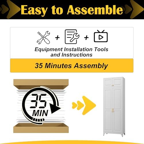 SteeLoong 90”Metal Pantry Storage Cabinet with Doors & 4 Adjustable Shelves - Image 6