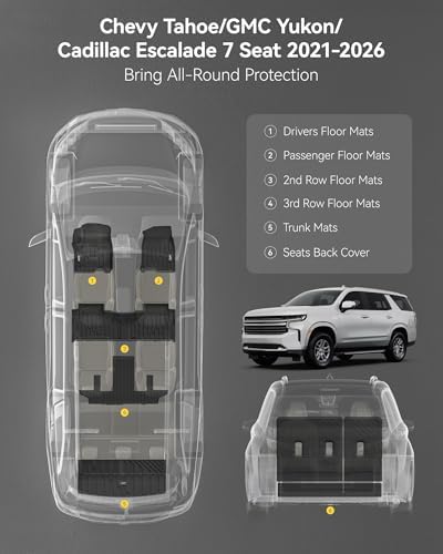 3W Floor Mats for Chevy Tahoe/GMC Yukon/Escalade 2021-2026 - Image 3