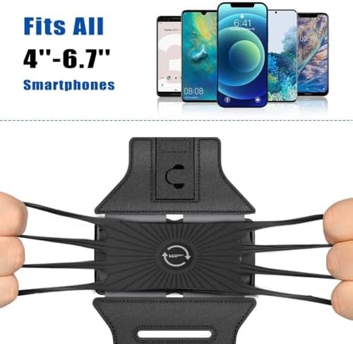 VUP Running Armband 360°Rotatable for iPhone 17/16/15/14/13/Pro Max/Pro/Mini/12/11/SE/Xs/XR/X/8/7/Plus, Fits All 4-6.7 Inch Smartphones, with Key Holder Phone Armband for Running Hiking Biking (Black) - Image 5