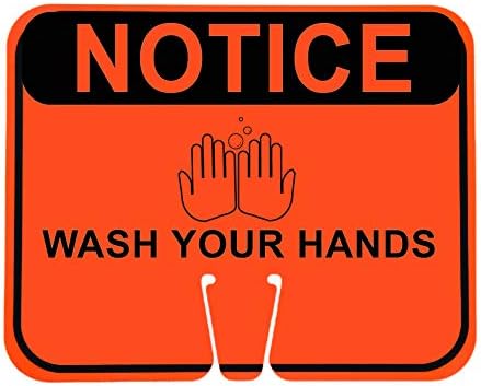 Cortina Single Sided Cone Sign "Notice Wash Your Hands", 03-550-NWYH, 12.5" x 10.5", Orange with Black by Cortina+Safety+Products