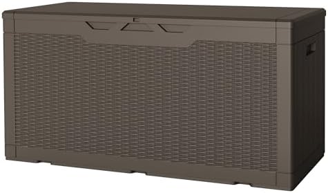 JUMMICO 100 Gallon Resin Deck Box, Waterproof Outdoor Storage Box by JUMMICO