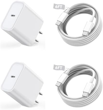 Long USB C Cable for iPhone 17 16 15 Charger,2Pack 20W USB C Charger Block by Kruidvat