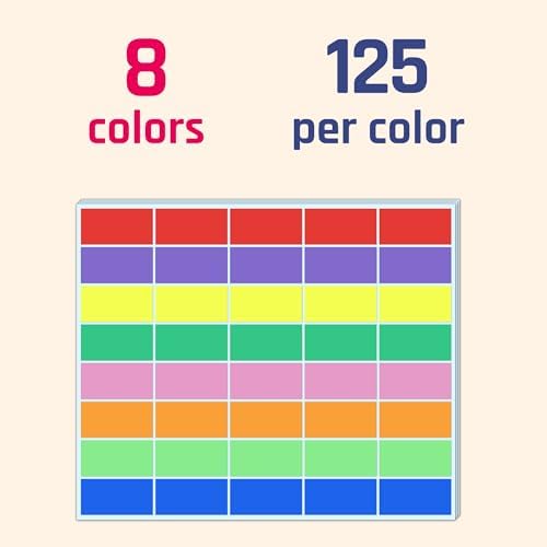 1000 Pieces, 2 x 1 inch - Colored Labels Stickers for Organizing, 8 Colors - Image 3