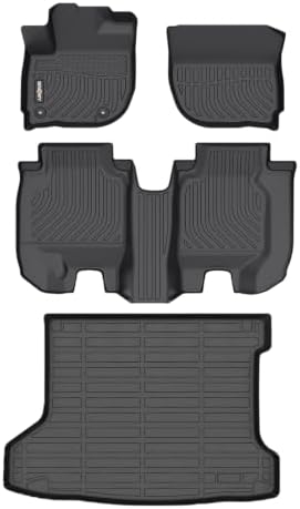 GINOWY- Floor Mats Cargo Liner Set for Honda HRV 2016-2022 FWD Models, TPE Rubber All Weather HR-V Car Mats Custom fit Anti-Slip Trunk Cargo Mat Waterproof HRV Mats Accessories Black by GINOWY