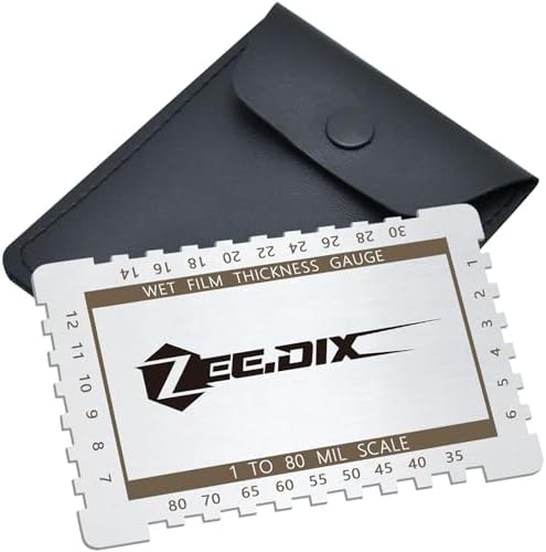 ZeeDix Stainless Steel Metal Wet Film Thickness Gauge Comb, 1-80 Mil Scale, Dual Scale Step and Notched Gauge Thickness Tool for Paints Resins by ZeeDix