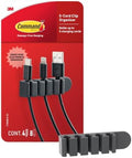 Command 5-Cord Clip Organizer, Black, 4 Clips, 8 Medium Strips by Command