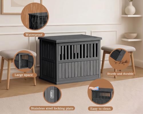 29.65 Inch Small Dog Crate Furniture, Black - Image 5