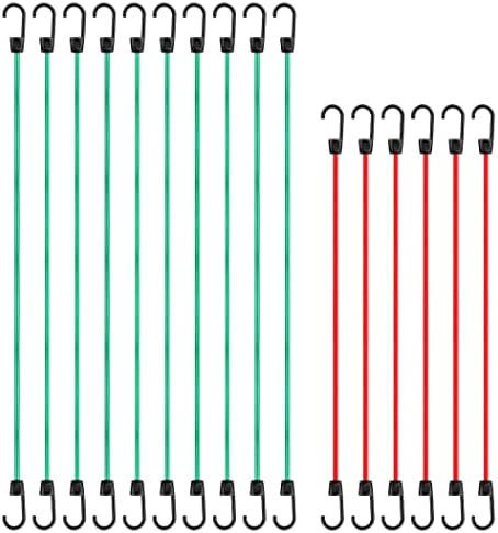 CARTMAN 16-Pack 8 mm Bungee Cords with Coated Steel Hooks by CARTMAN