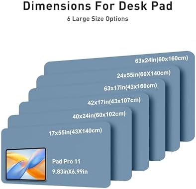 Aothia Faux Leather Desk Mat - Large Mouse Pad, Non-Slip PU Leather Blotter, Waterproof Writing Surface for Office and Home (Denim Blue, 63" x 17") - Image 5