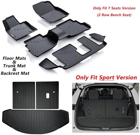 Floor Mats & Trunk Mat & Backrest Mat for 2016-2022 2023 Mazda CX9 CX-9 7 Seats (Only Fit Sport Version),TPE All Weather Protection Car Floor Liners with Cargo Liners - Image 2