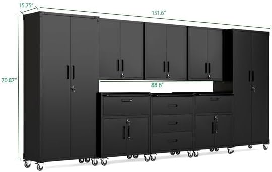 Garage Cabinet System | Heavy Duty Steel All-in-One Modular Garage Cabinet Set for Ultimate Workshop Organization | Easy Assembly Garage Storage Cabinets & Tool Bench - Image 2