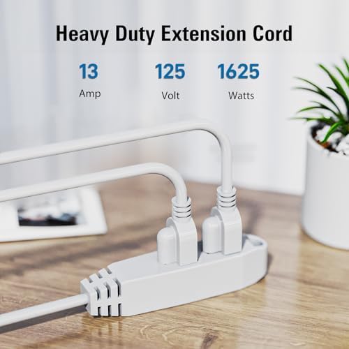 K KASONIC 25 FT 3 Outlet Extension Cord, 16/3 SJTW Grounded Cord, White - Image 2