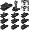 30 Pack Tarp Clips with Bungee Balls & Buckle, Heavy Duty Tarp Tie Downs, Waterproof Lock Grip Tent Clips for Camping, Garden Shade Cloth, Car Cover and Awning, Black by Unknown