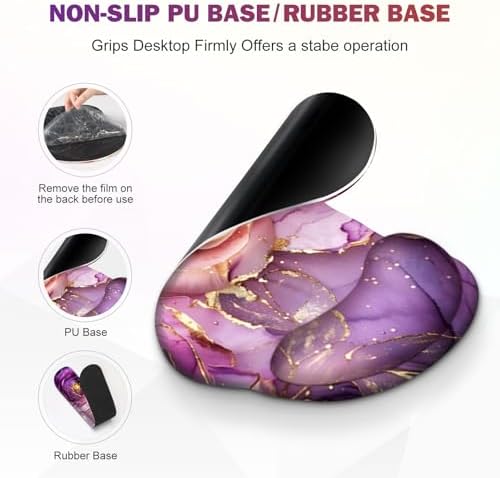 Gaming Mouse Pad Large Desk Mat, Cute Purple Marble Rose Desk Pad Protector - Image 6