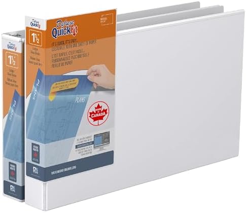 QuickFit Heavy Duty 11 x 17 Inch Spreadsheet View Binder, D Ring, White, 2 Pack, 1.5 Inch by DAVISGROUP