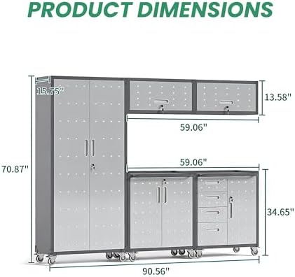 Garage Cabinet System | Heavy Duty Steel All-in-One Modular Garage Cabinet Set for Ultimate Workshop Organization | Easy Assembly Garage Storage Cabinets & Tool Bench - Image 2