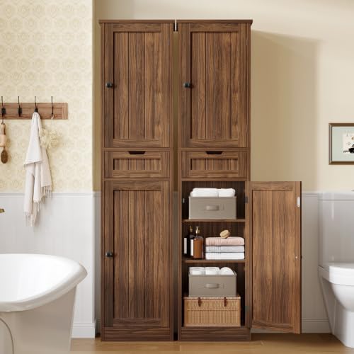 Iwell 66.9" Tall Bathroom Storage Cabinet with 2 Doors & 1 Drawer - Image 2