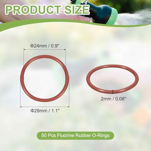 50pcs Fluorine Rubber O-Rings 28x24x2mm Metric FKM Sealing Gasket - Image 2