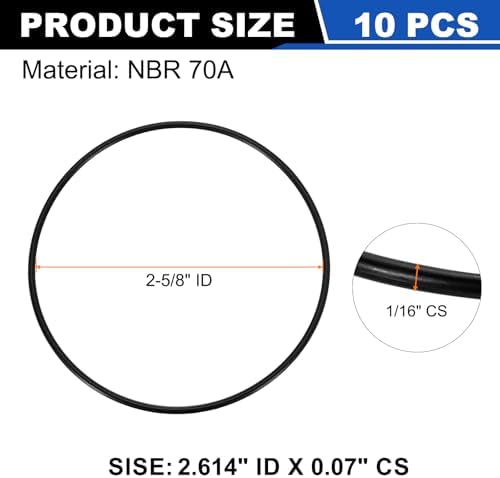 uxcell 10Pcs AS-038 NBR 70A O-Rings 2-5/8"ID x 1/16"CS/2.614"ID x 0.07"CS - Image 2