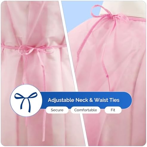 JMU 100 Pack Disposable Isolation Gowns Pink, Long PPE Medical Gowns - Image 2