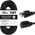 75 Ft Black Outdoor Extension Cord, 16 Gauge Heavy Duty Power Cord by HONDERSON