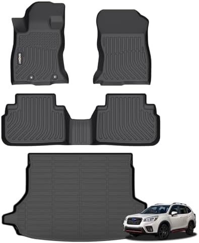 GINOWY- Floor Mats & Cargo Liner for Subaru Forester 2019-2024, TPE All Weather Protection 2024 Forester Car Mats, Non-Slip Trunk Mat Forester, Waterproof Automotive Accessories-Black by GINOWY