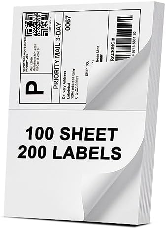 Address Labels, 2 UP Shipping Stickers for Laser & Inkjet Printers,8.5" x 5.5" Shipping Mailing Labels, 2 per Page Shipping Labels, 5 1/2 x 8 1/2 Half Sheet Labels, 200 Labels by Labelebal