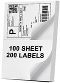 Address Labels, 2 UP Shipping Stickers for Laser & Inkjet Printers,8.5" x 5.5" Shipping Mailing Labels, 2 per Page Shipping Labels, 5 1/2 x 8 1/2 Half Sheet Labels, 200 Labels by Labelebal