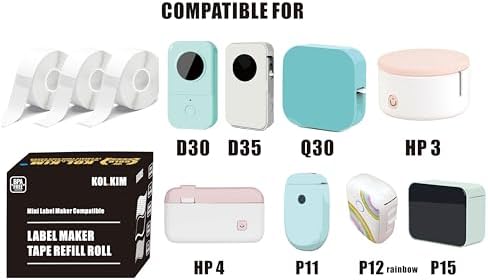N12 Label Maker Tape N12 Labels Compatible with Nada N12 Label Printer 14x40mm (0.55"x1.57") Waterproof for Phomemo D30 D35 Q30 Thermal Mini Label Maker Label Tape Refills 3 Rolls, White - Image 3