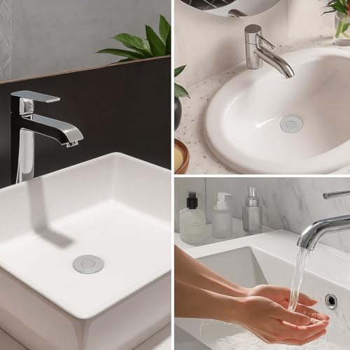 (All Metal) Bathroom Sink Stopper, Pop Up Drain Strainer for Bathroom Sink, Sink Plug Hair Catcher, Silent Popper Core w/Removable Filter Basket,Fit 1.05~2.0''Basin (Gold, 1 Pack) - Image 6