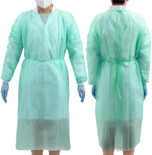 JMU 10 Pack Disposable Isolation Gowns Set PPE Gowns with Knitted Cuffs by JMU