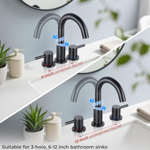 2-Handle Widespread Bathroom Sink Faucet 3 Hole, Oil Rubbed Bronze - Image 4