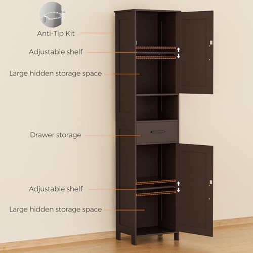 Homhedy 67" H Tall Bathroom Storage Cabinet with Barn Doors and Drawer - Image 4