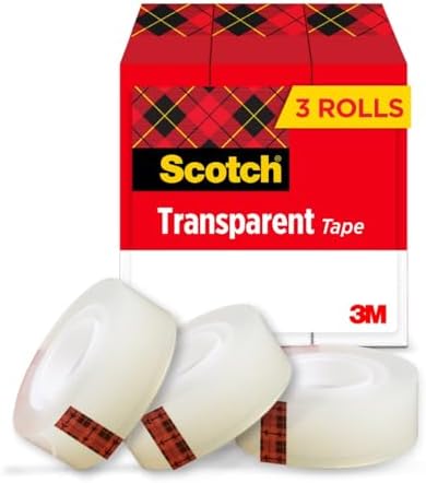 Scotch Transparent Tape, 1 Inch Core 3/4 in x 1000 in, 3 Boxes, Clear by ScotchBrand