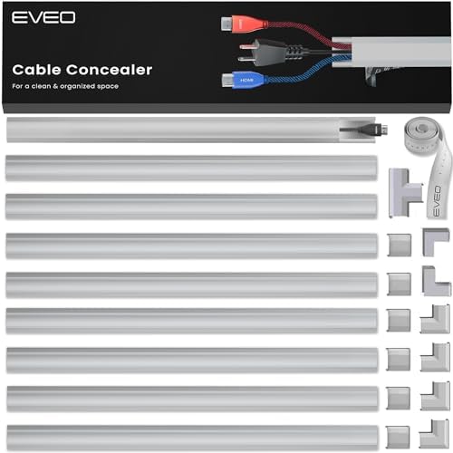 Cord Covers for Wires on Wall - 150in Cable Management Cable Hider - Cord Hiders for TV On Wall - Paintable Cable Concealer - Wire Covers for Cords - 10X (L16 x W0.95 x H0.5) - Medium | Grey by EVEO