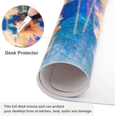 QiyI PU Leather Large Mouse Pad, Office Decor, 31.5" x 15.7", Ivy Flowers - Image 3